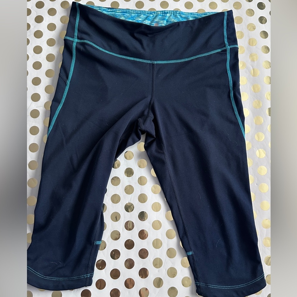 Tangerine Teal and Navy Athletic Capris